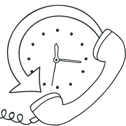 Illustration of a clock showing that there is 24/7 caretaker who is just a call away.