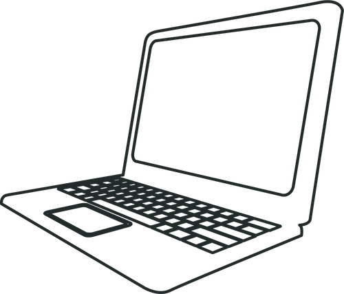 Illustration of a laptop showing that there a laptops available to hire.